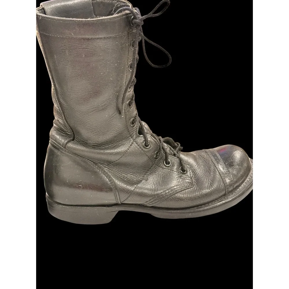 Vtg Bates Floataways Combat Jump Boots Black Leather Side Zip Men's 9.5 E
